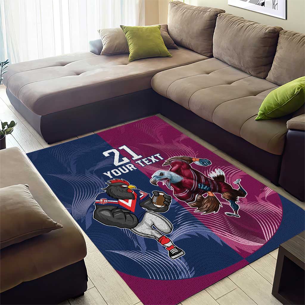 Roosters-Sea Eagles Rugby Custom Area Rug Half Grunge Style