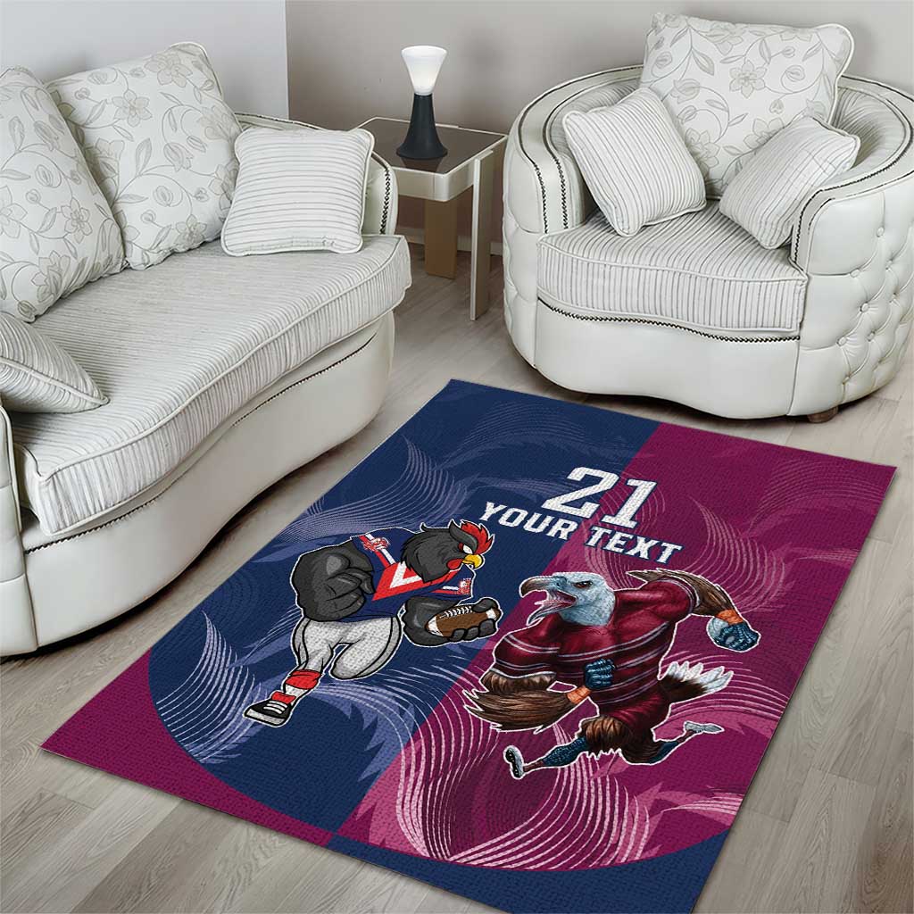 Roosters-Sea Eagles Rugby Custom Area Rug Half Grunge Style