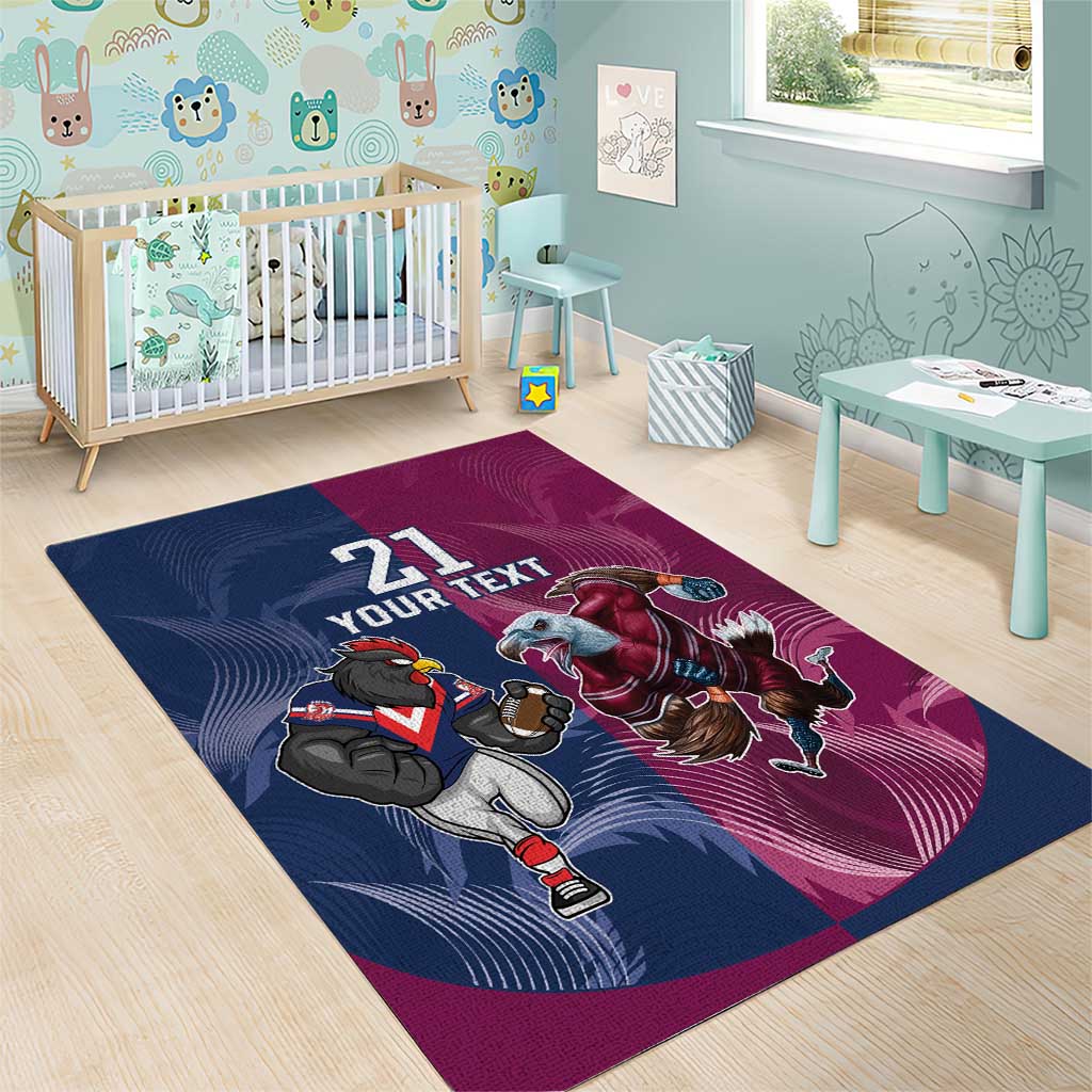 Roosters-Sea Eagles Rugby Custom Area Rug Half Grunge Style