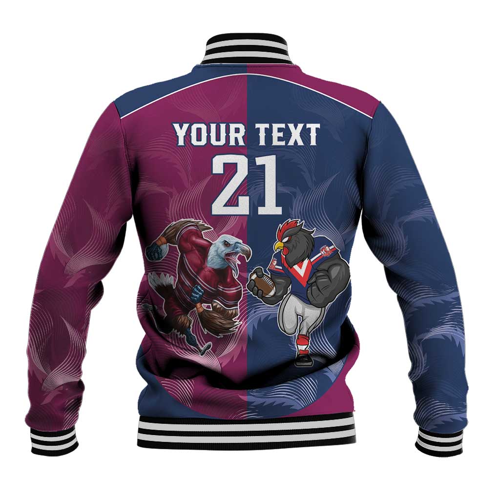 Roosters-Sea Eagles Rugby Custom Baseball Jacket Half Grunge Style