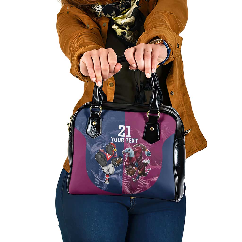 Roosters-Sea Eagles Rugby Custom Shoulder Handbag Half Grunge Style