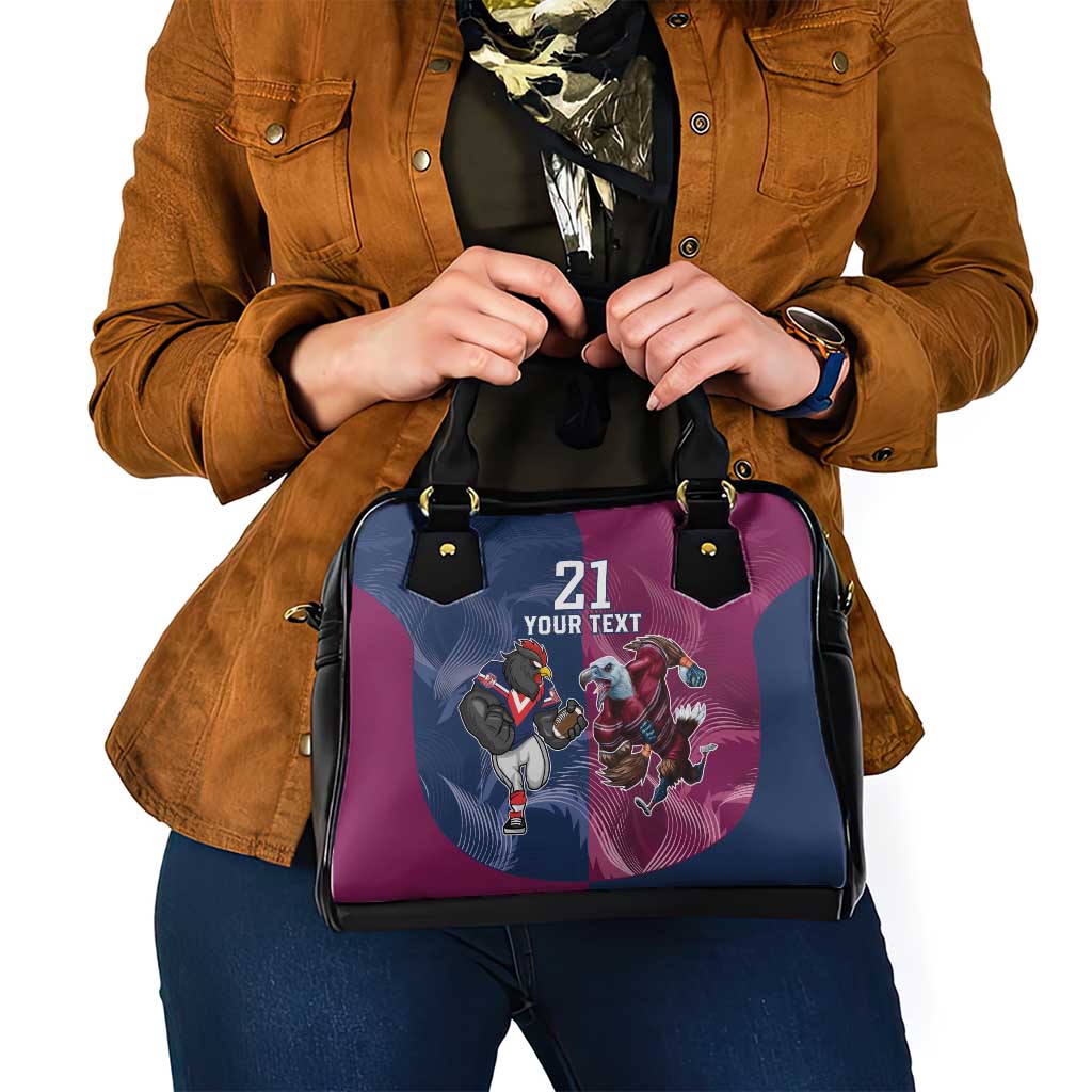 Roosters-Sea Eagles Rugby Custom Shoulder Handbag Half Grunge Style