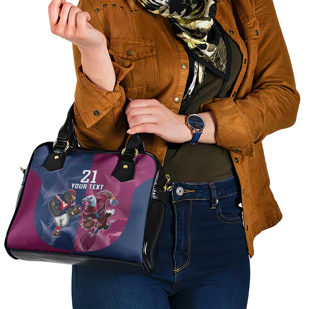 Roosters-Sea Eagles Rugby Custom Shoulder Handbag Half Grunge Style