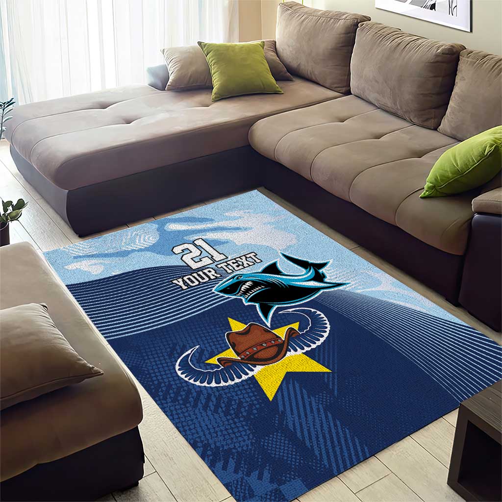 Sharks-Cowboys Rugby Custom Area Rug Half Dynamic Style