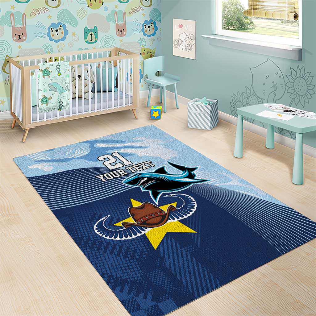 Sharks-Cowboys Rugby Custom Area Rug Half Dynamic Style