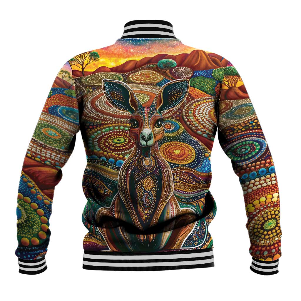 Australian Aboriginal Art Kangaroo Baseball Jacket Looking Forward Looking Blak Aboriginal Dot Painting