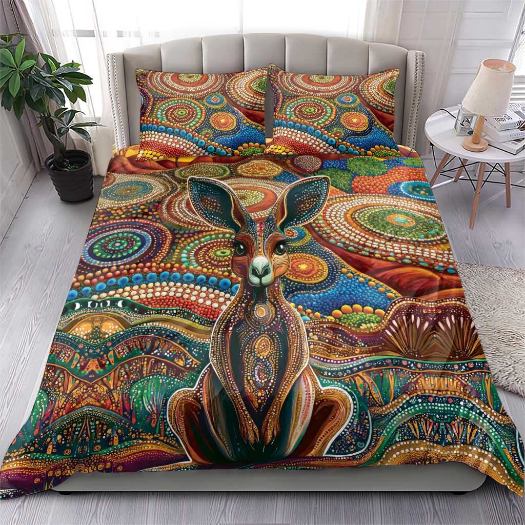 Australian Aboriginal Art Kangaroo Bedding Set Looking Forward Looking Blak Aboriginal Dot Painting