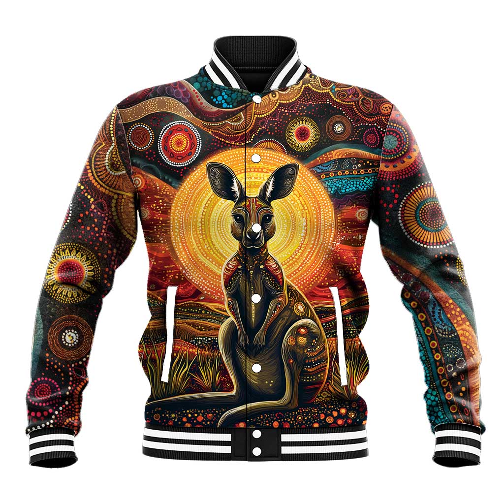 Australian Aboriginal Art Kangaroo Baseball Jacket Maintain the Dreaming Aboriginal Dot Painting