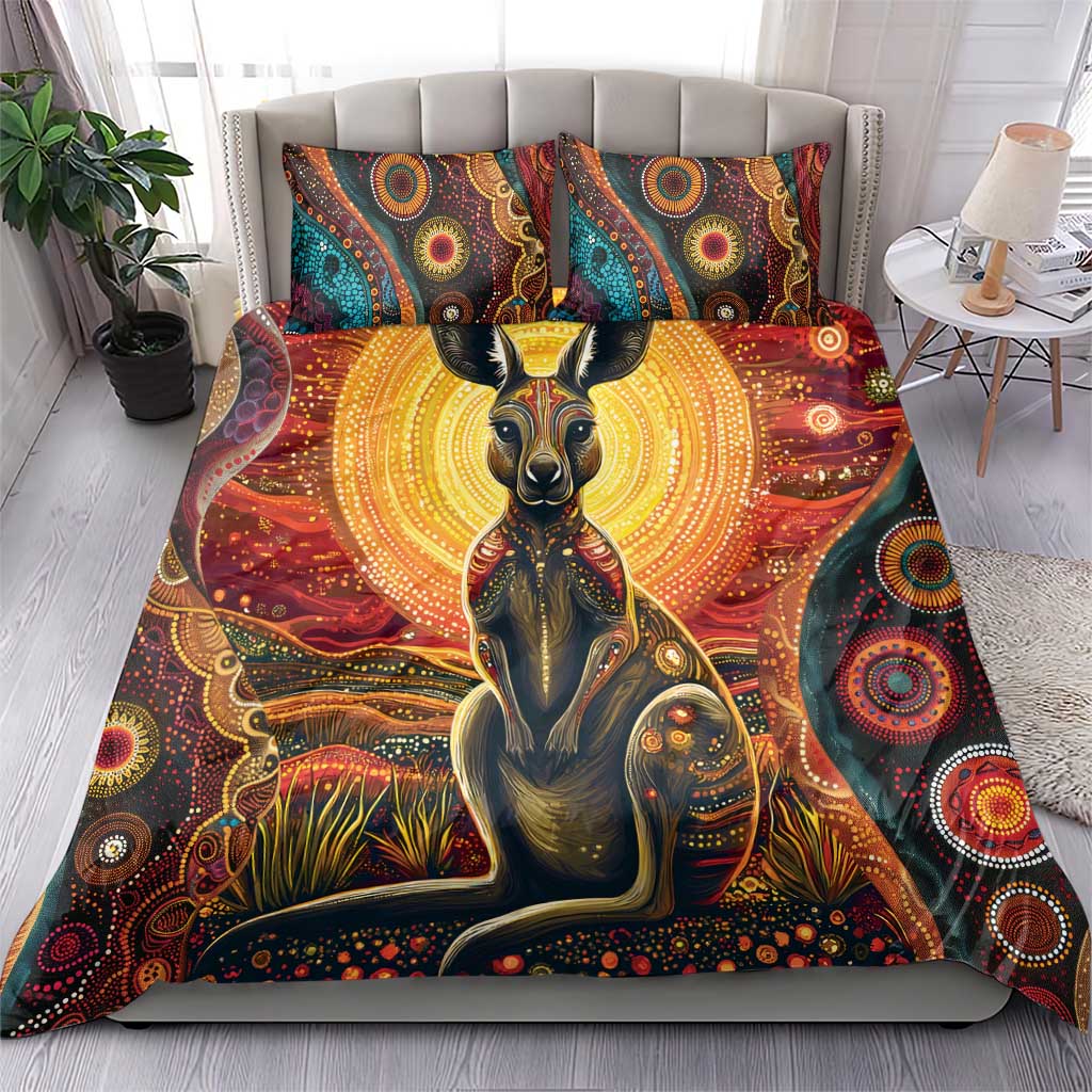 Australian Aboriginal Art Kangaroo Bedding Set Maintain the Dreaming Aboriginal Dot Painting