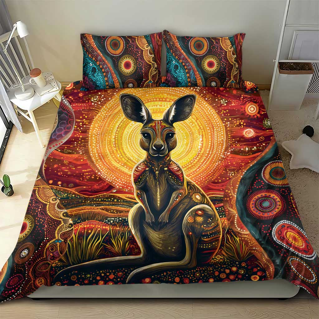 Australian Aboriginal Art Kangaroo Bedding Set Maintain the Dreaming Aboriginal Dot Painting