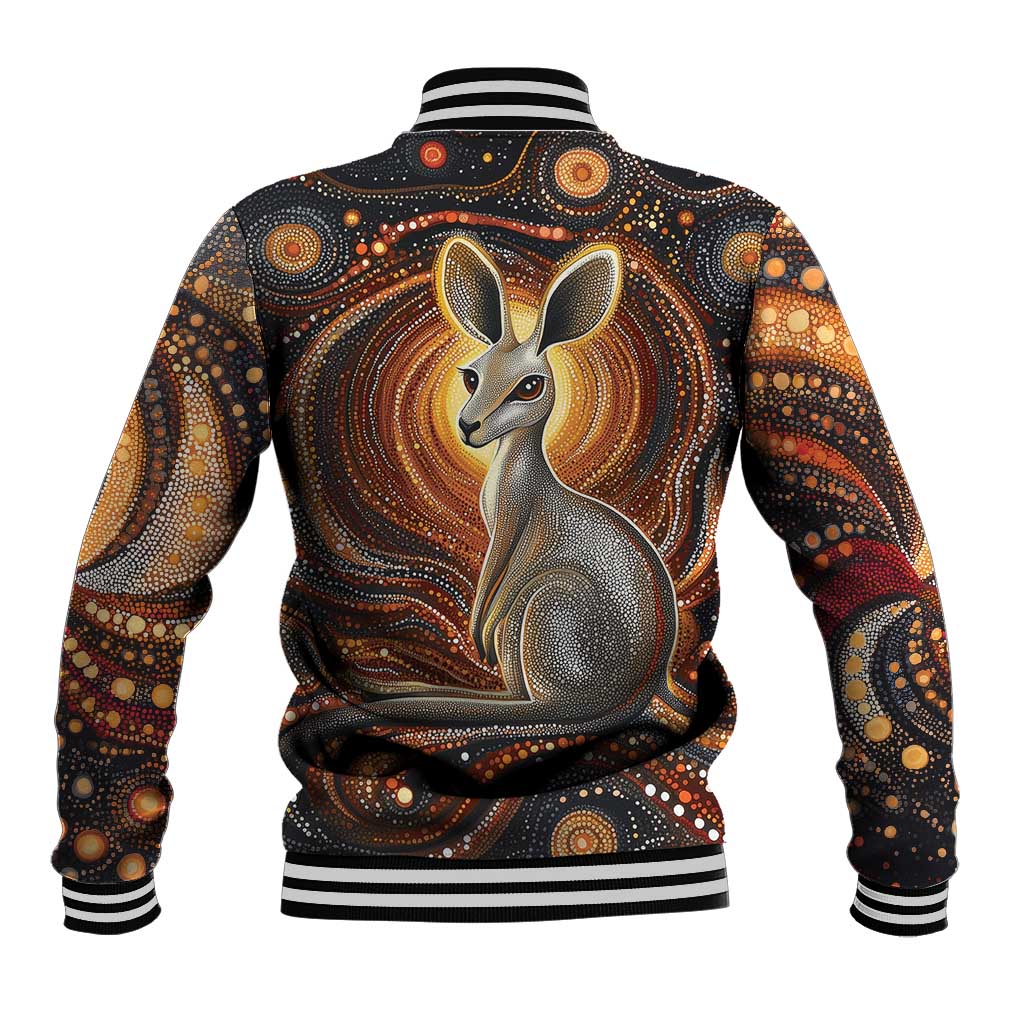 Australian Aboriginal Art Kangaroo Baseball Jacket Warm Earth Tones Aboriginal Dot Painting