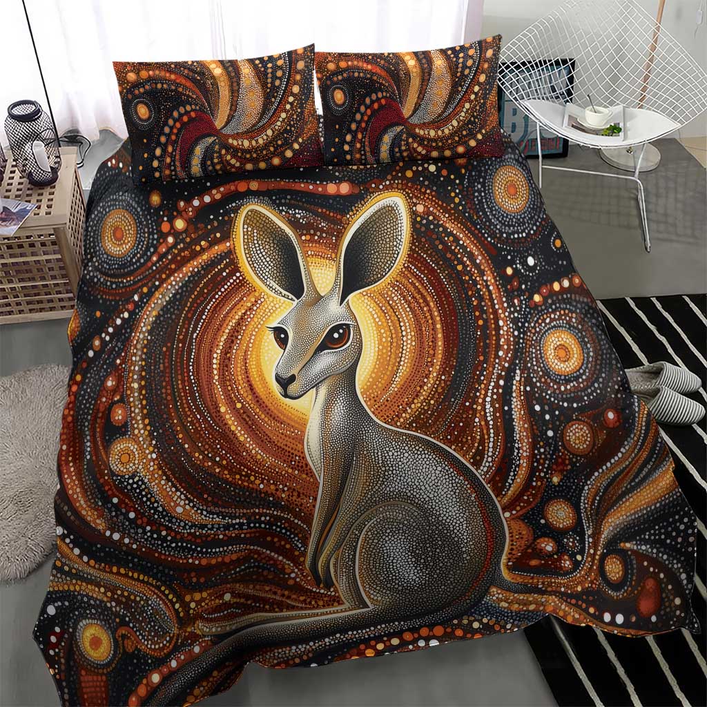 Australian Aboriginal Art Kangaroo Bedding Set Warm Earth Tones Aboriginal Dot Painting