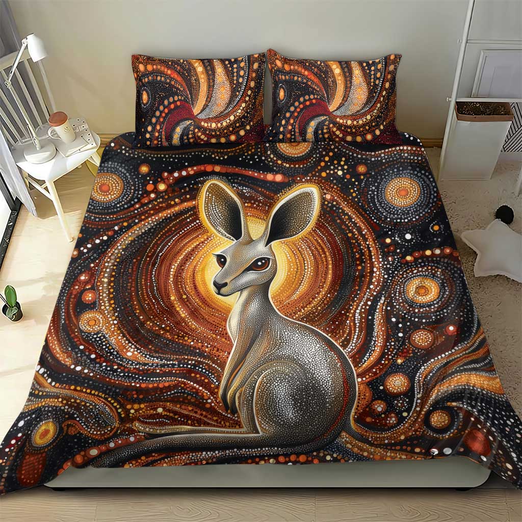 Australian Aboriginal Art Kangaroo Bedding Set Warm Earth Tones Aboriginal Dot Painting