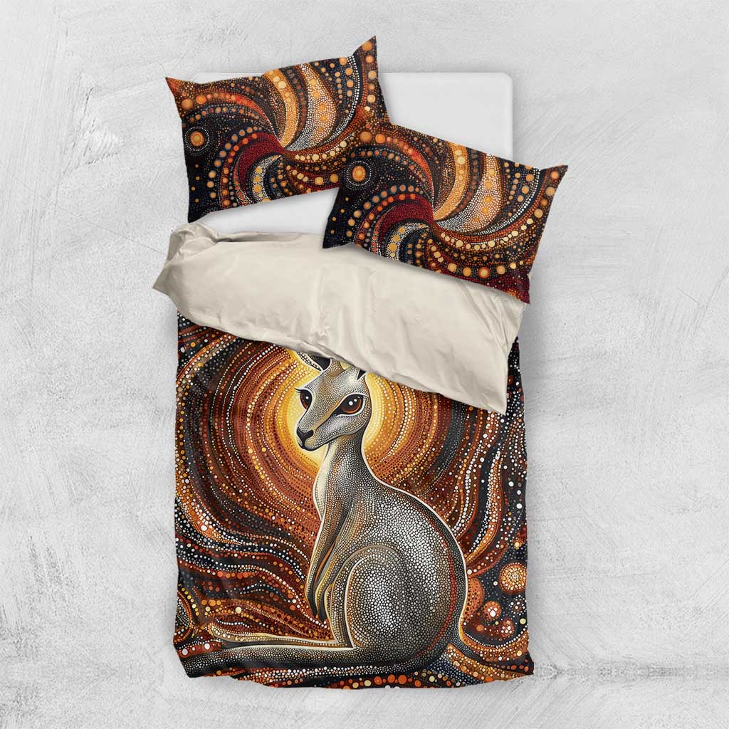 Australian Aboriginal Art Kangaroo Bedding Set Warm Earth Tones Aboriginal Dot Painting