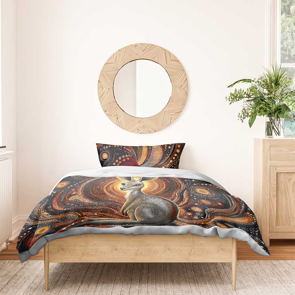 Australian Aboriginal Art Kangaroo Bedding Set Warm Earth Tones Aboriginal Dot Painting