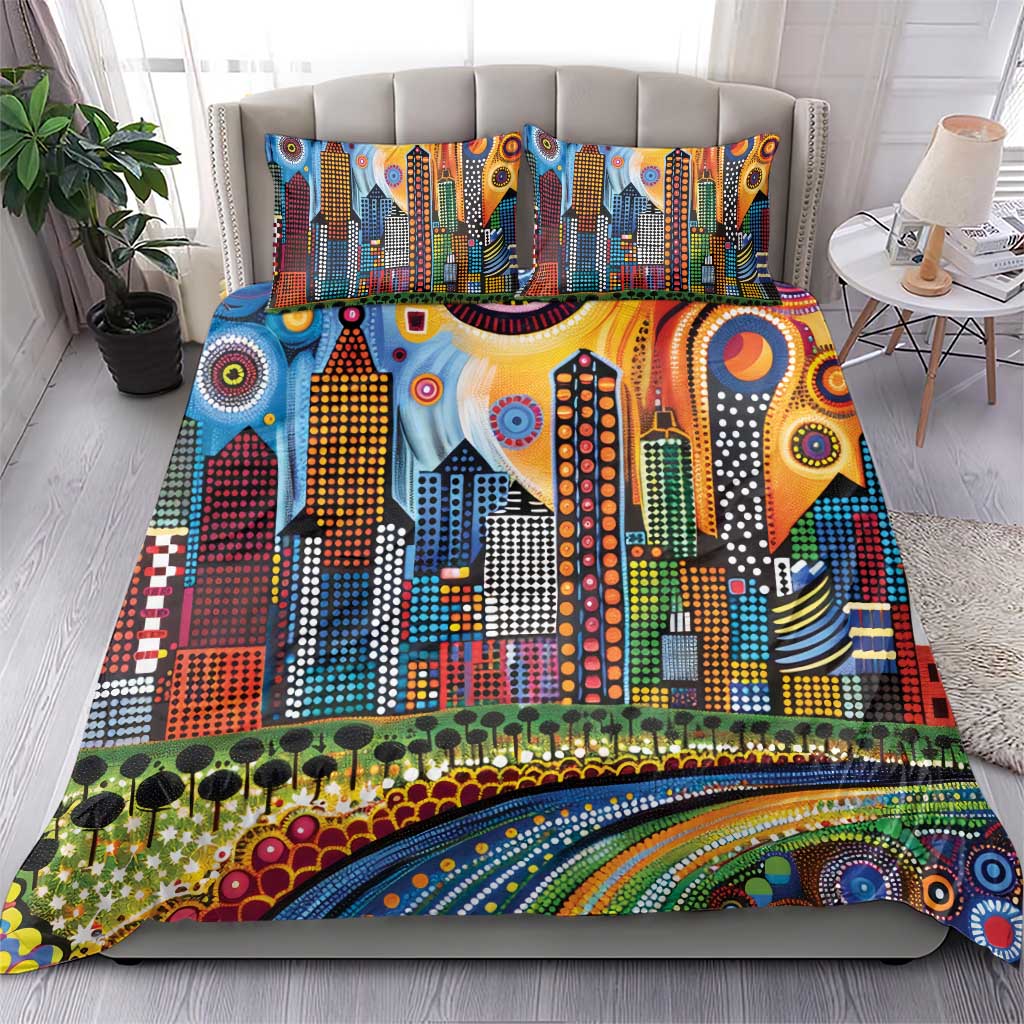 The Gold Coast Queensland Bedding Set Australian Landscapes Aboriginal Dot Painting