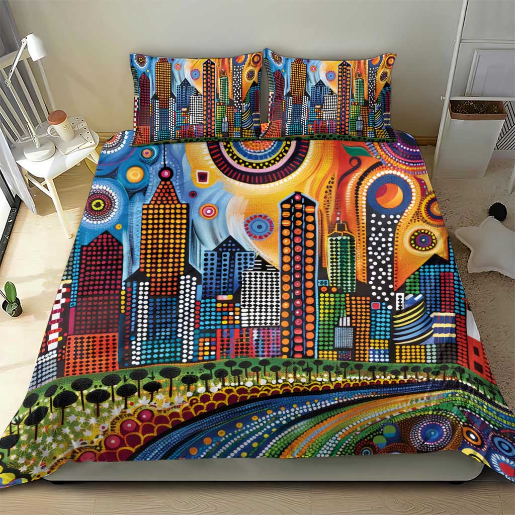 The Gold Coast Queensland Bedding Set Australian Landscapes Aboriginal Dot Painting