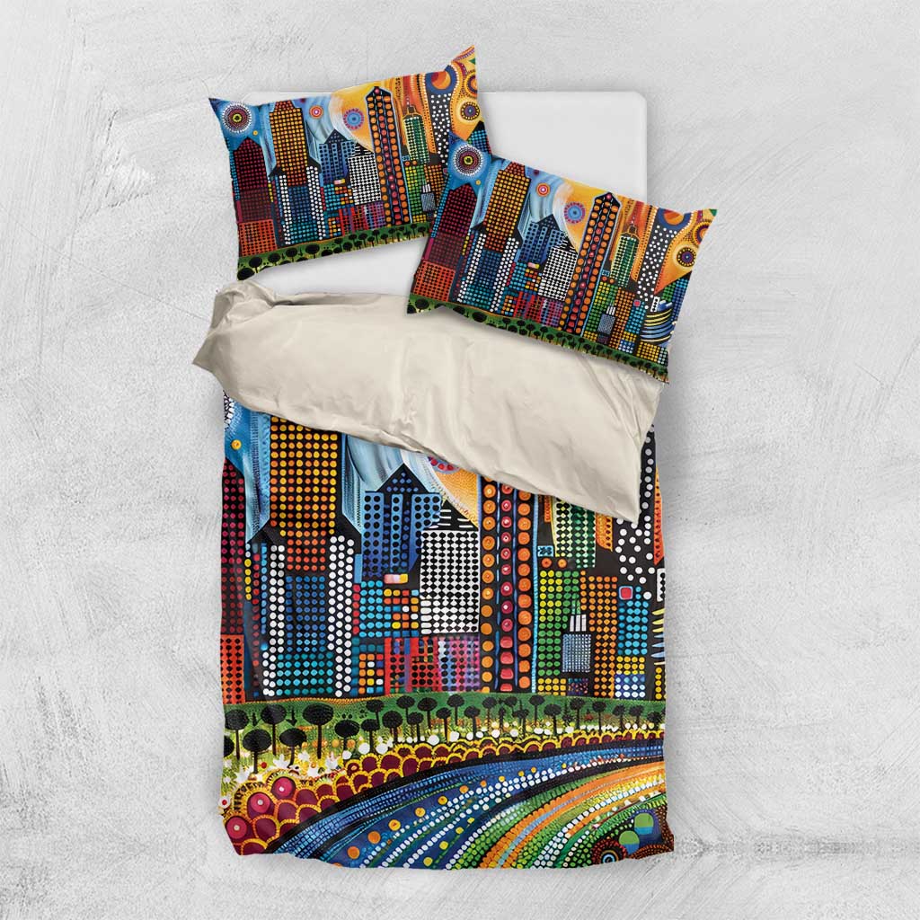 The Gold Coast Queensland Bedding Set Australian Landscapes Aboriginal Dot Painting