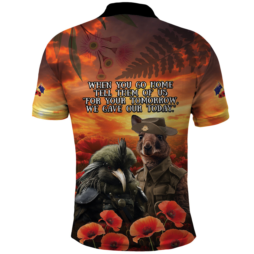 Kangaroo and Kiwi Soldier ANZAC Polo Shirt The Last War Memorial