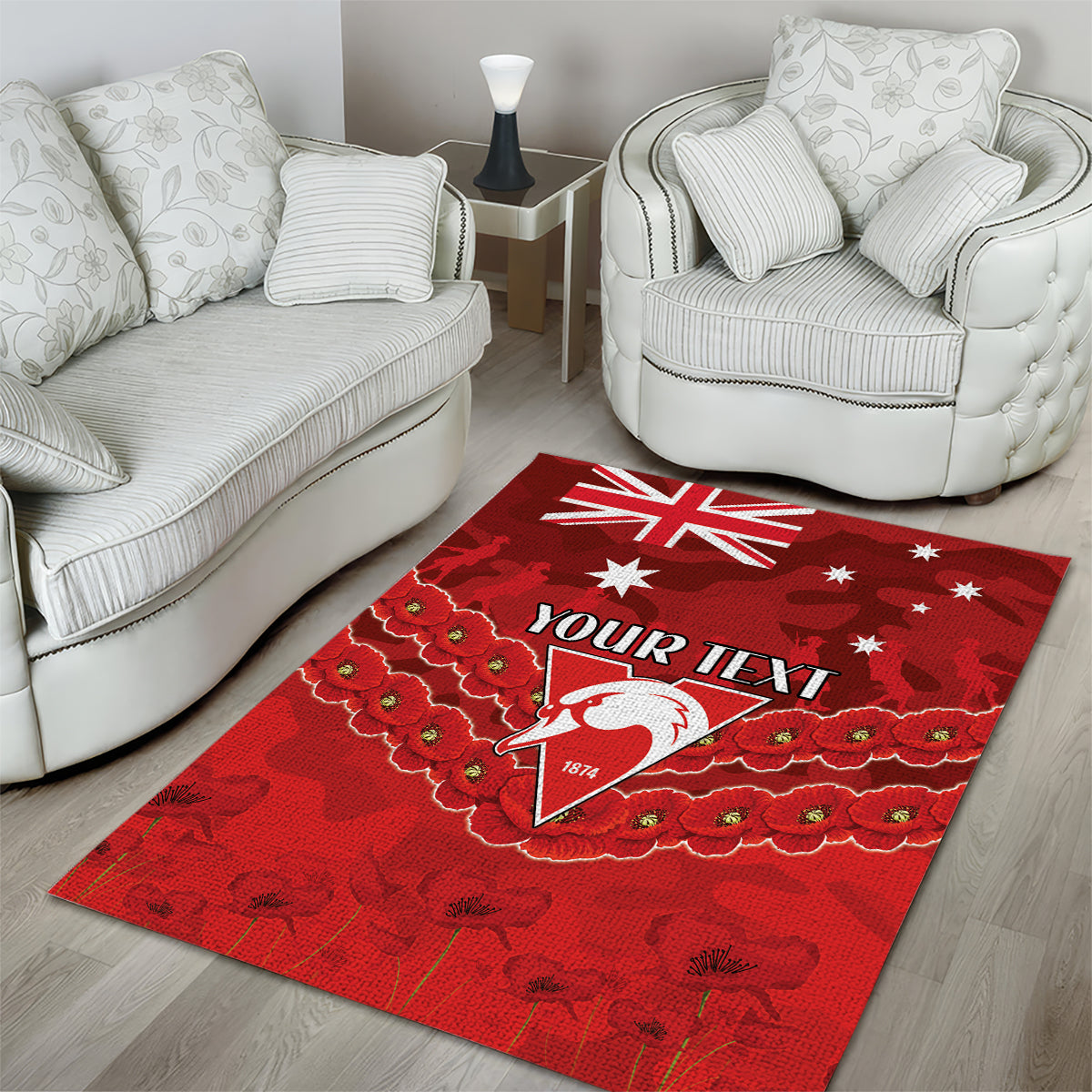 Custom Swans Football Area Rug ANZAC Lest We Forget