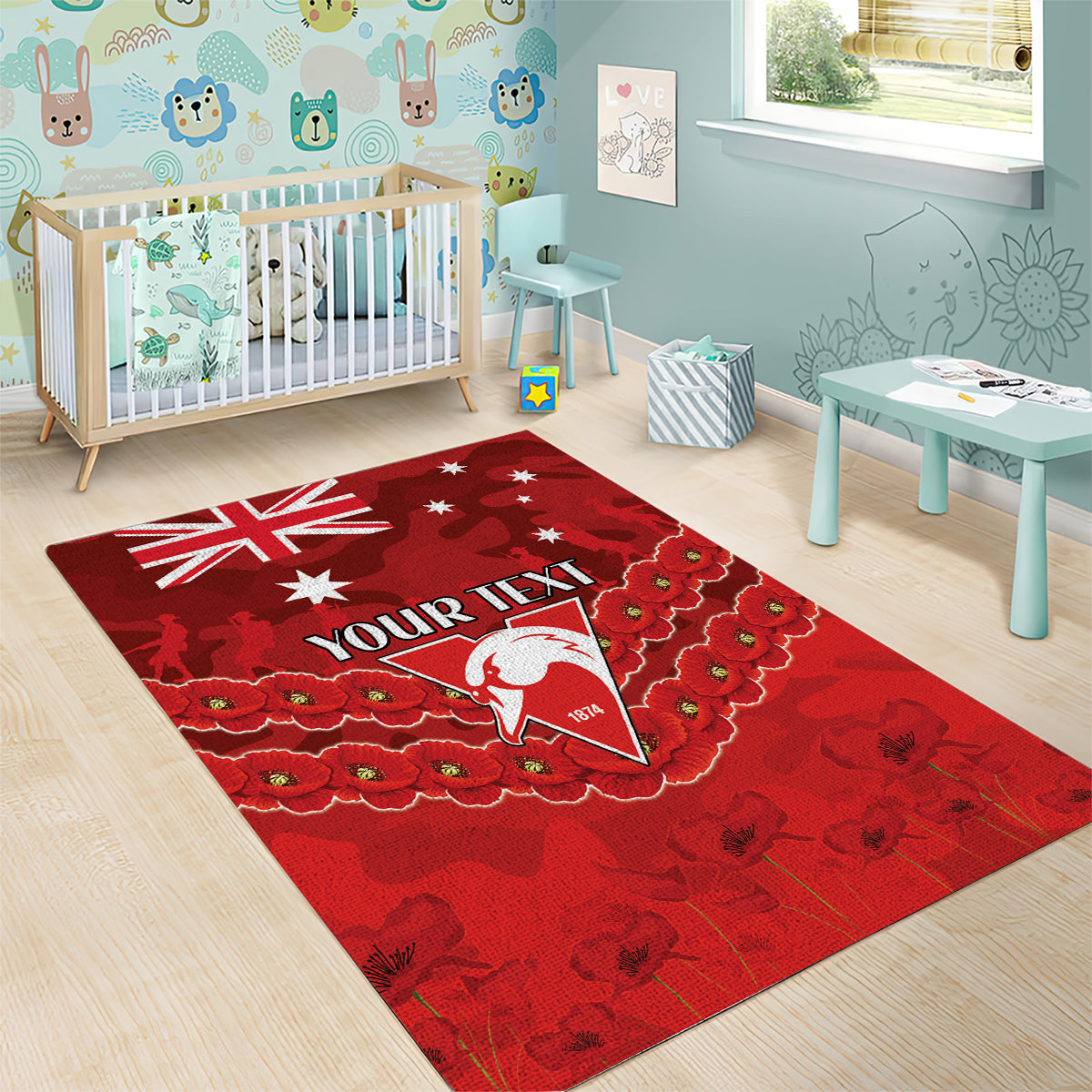 Custom Swans Football Area Rug ANZAC Lest We Forget