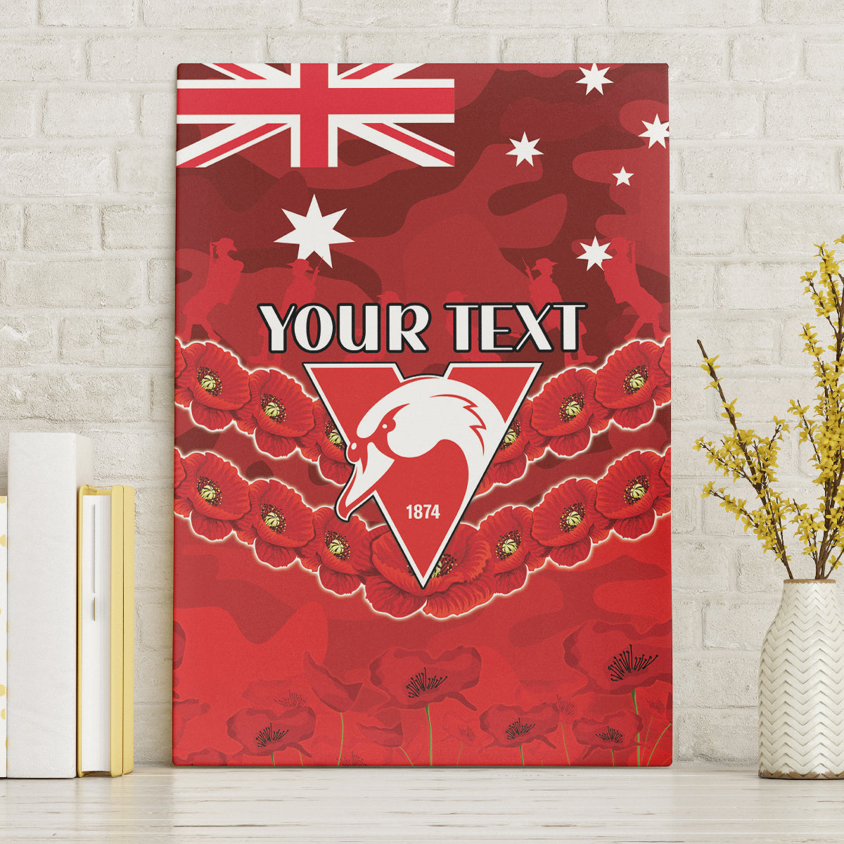 Custom Swans Football Canvas Wall Art ANZAC Lest We Forget