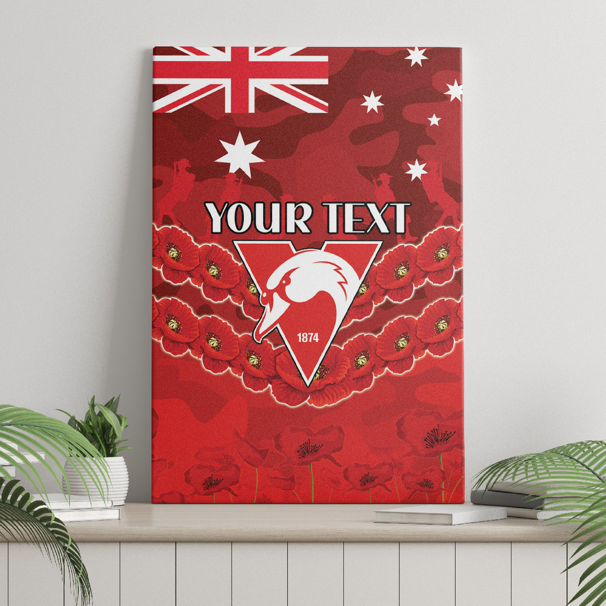 Custom Swans Football Canvas Wall Art ANZAC Lest We Forget