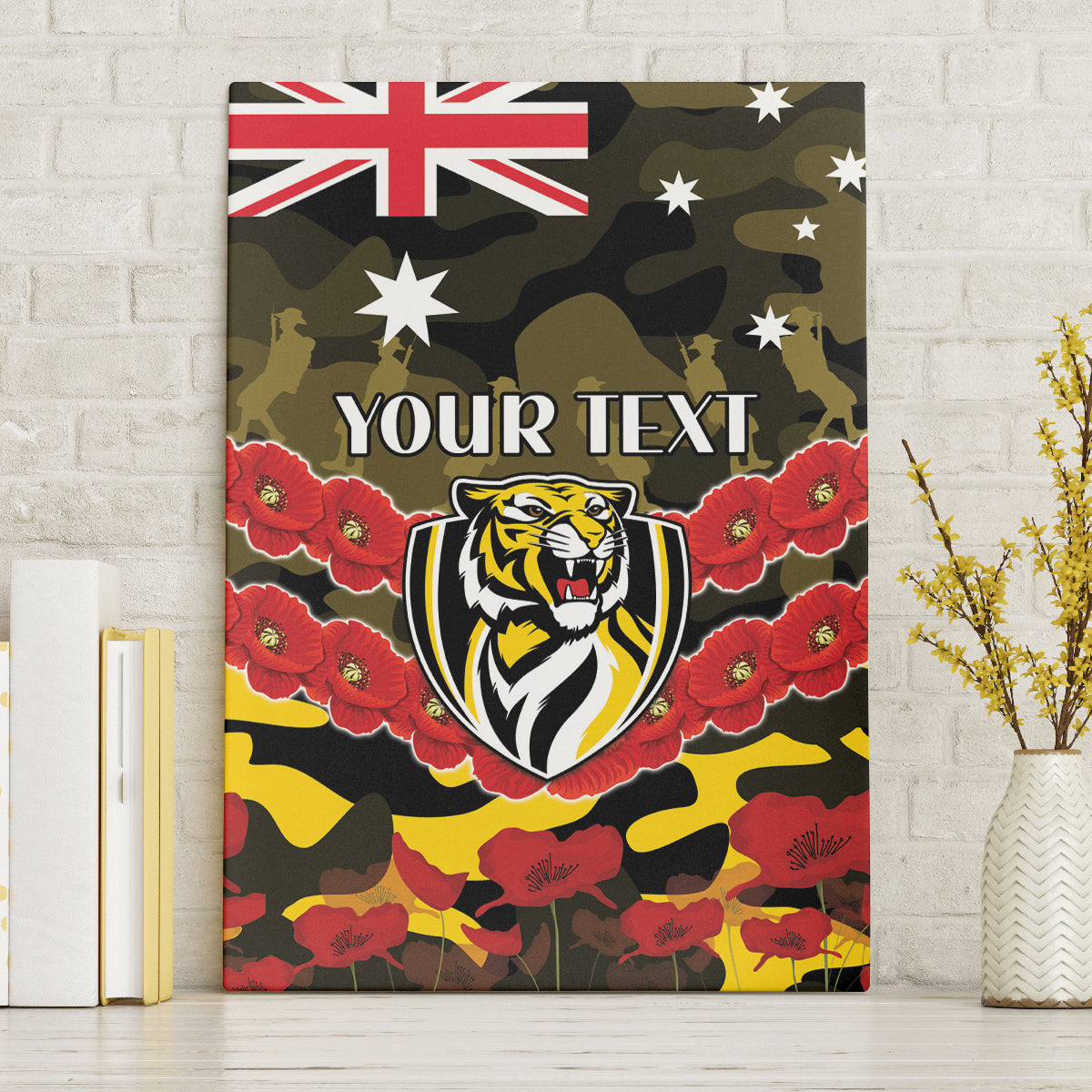 Custom Richmond Tigers Football Canvas Wall Art ANZAC Lest We Forget