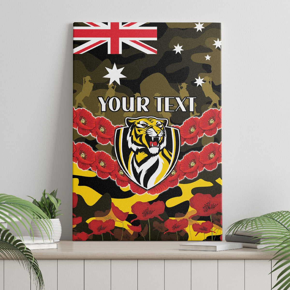 Custom Richmond Tigers Football Canvas Wall Art ANZAC Lest We Forget