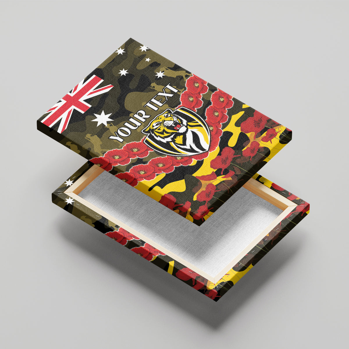 Custom Richmond Tigers Football Canvas Wall Art ANZAC Lest We Forget