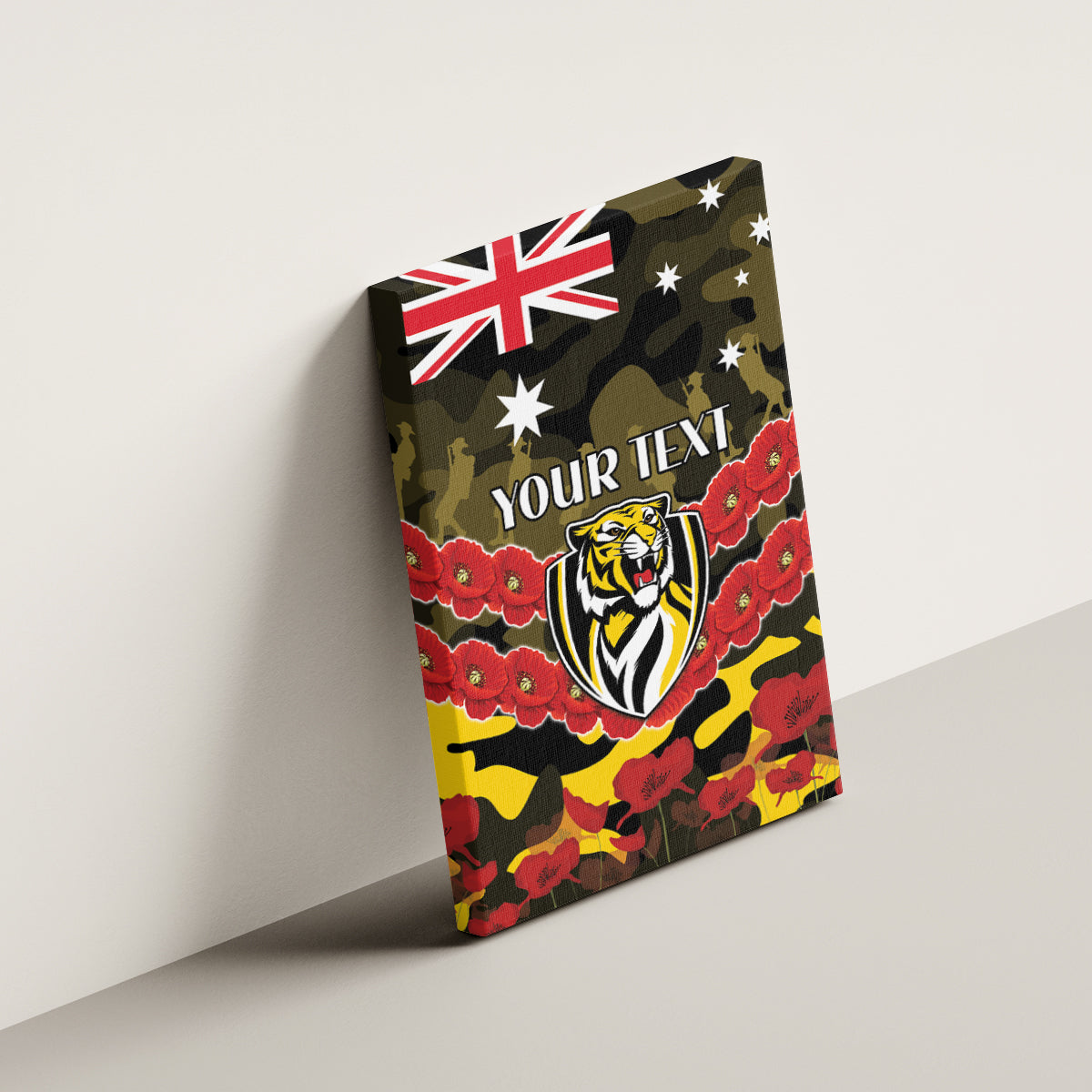 Custom Richmond Tigers Football Canvas Wall Art ANZAC Lest We Forget