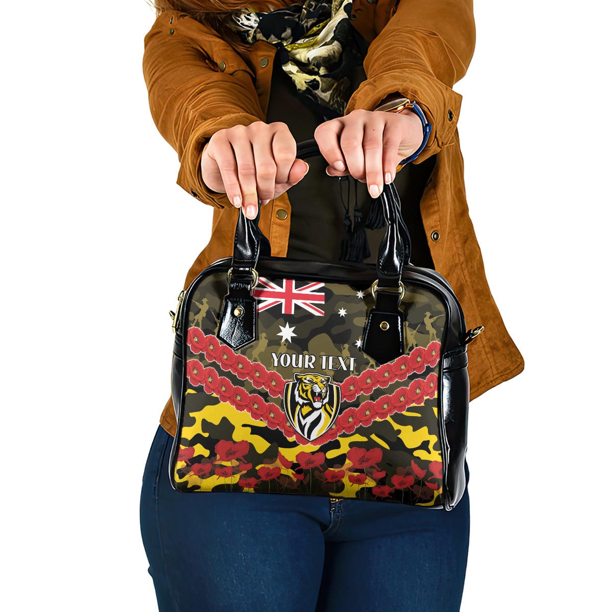 Custom Richmond Tigers Football Shoulder Handbag ANZAC Lest We Forget