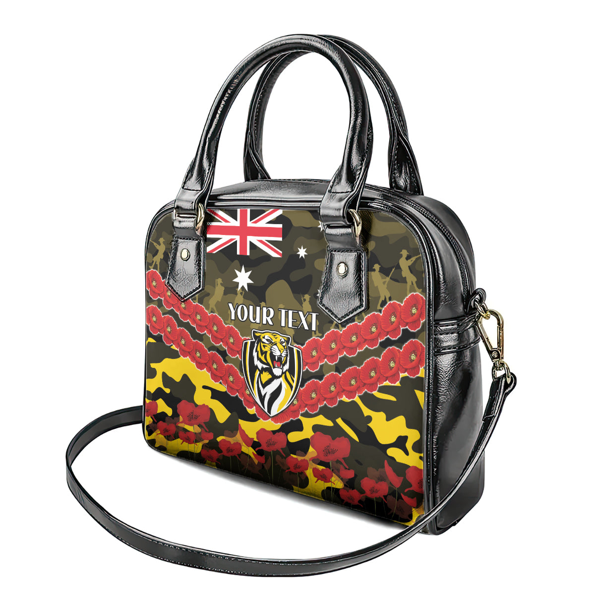 Custom Richmond Tigers Football Shoulder Handbag ANZAC Lest We Forget