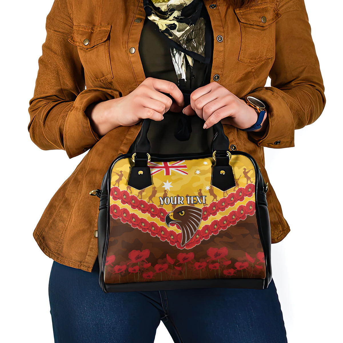 Custom Hawks Football Shoulder Handbag ANZAC Lest We Forget