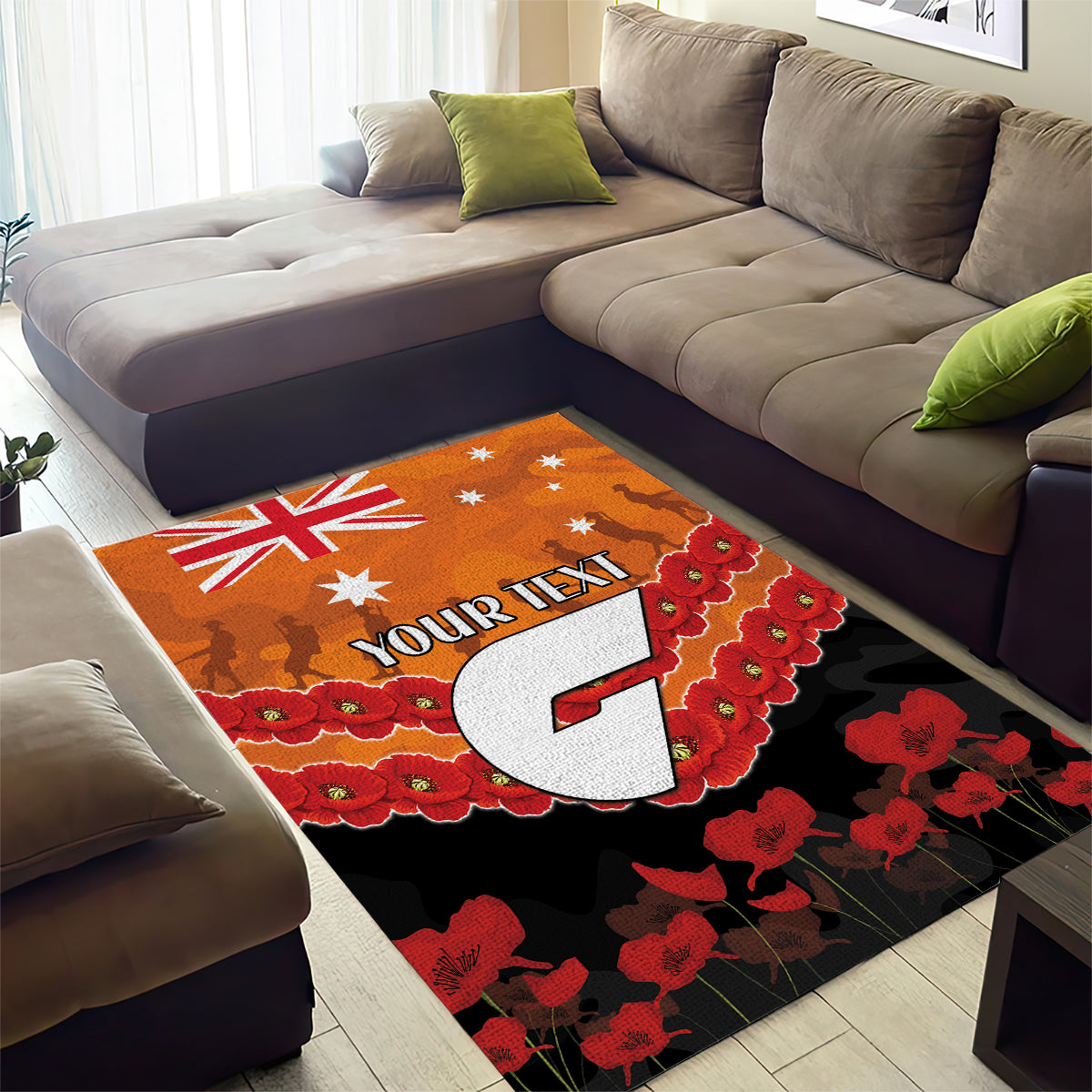 Custom Giants Football Area Rug ANZAC Lest We Forget