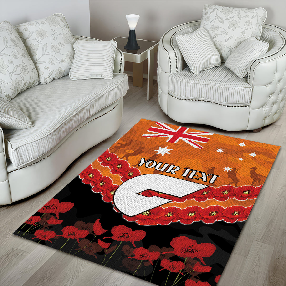 Custom Giants Football Area Rug ANZAC Lest We Forget