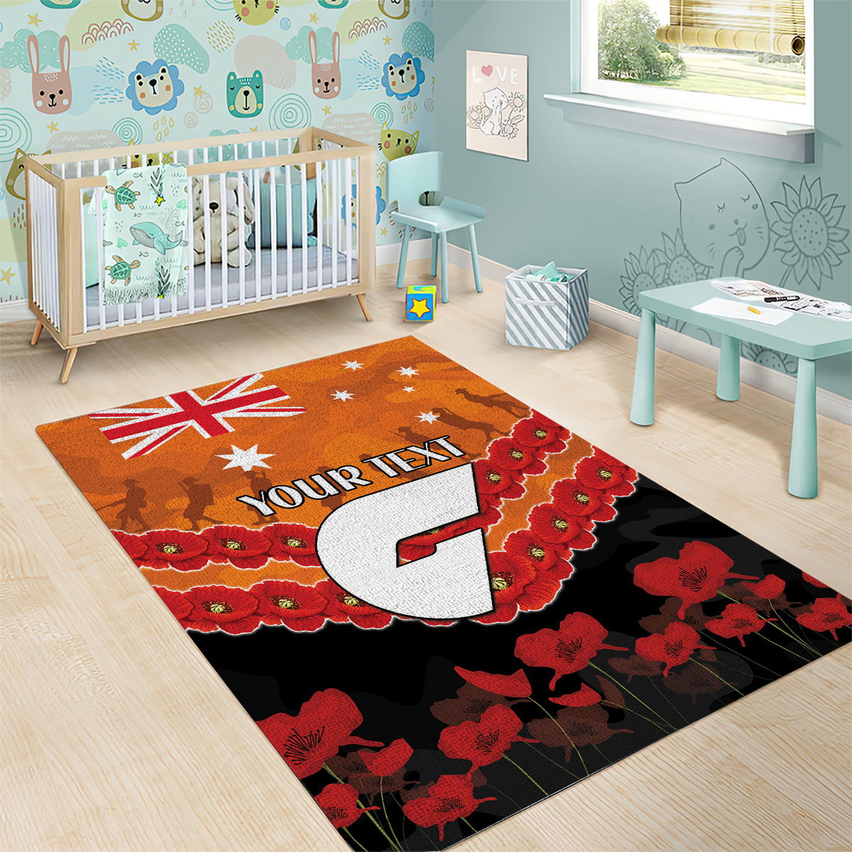 Custom Giants Football Area Rug ANZAC Lest We Forget