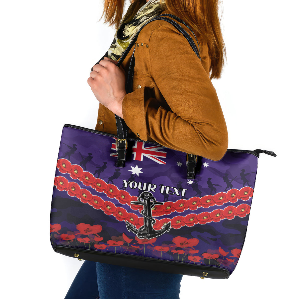 Custom Dockers Football Leather Tote Bag ANZAC Lest We Forget