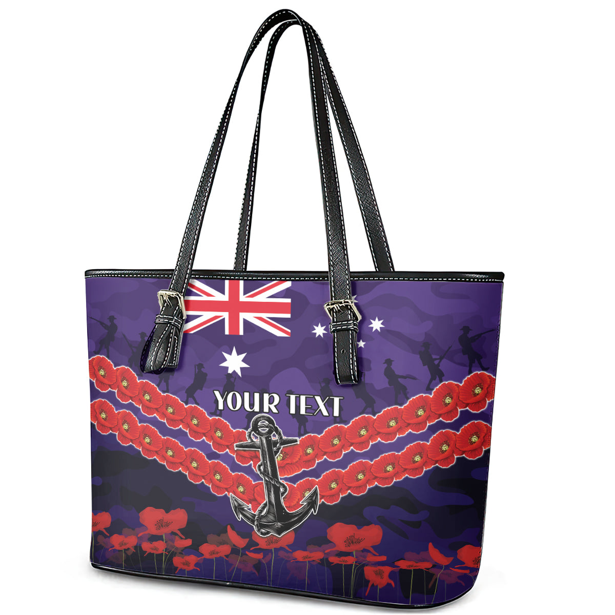 Custom Dockers Football Leather Tote Bag ANZAC Lest We Forget