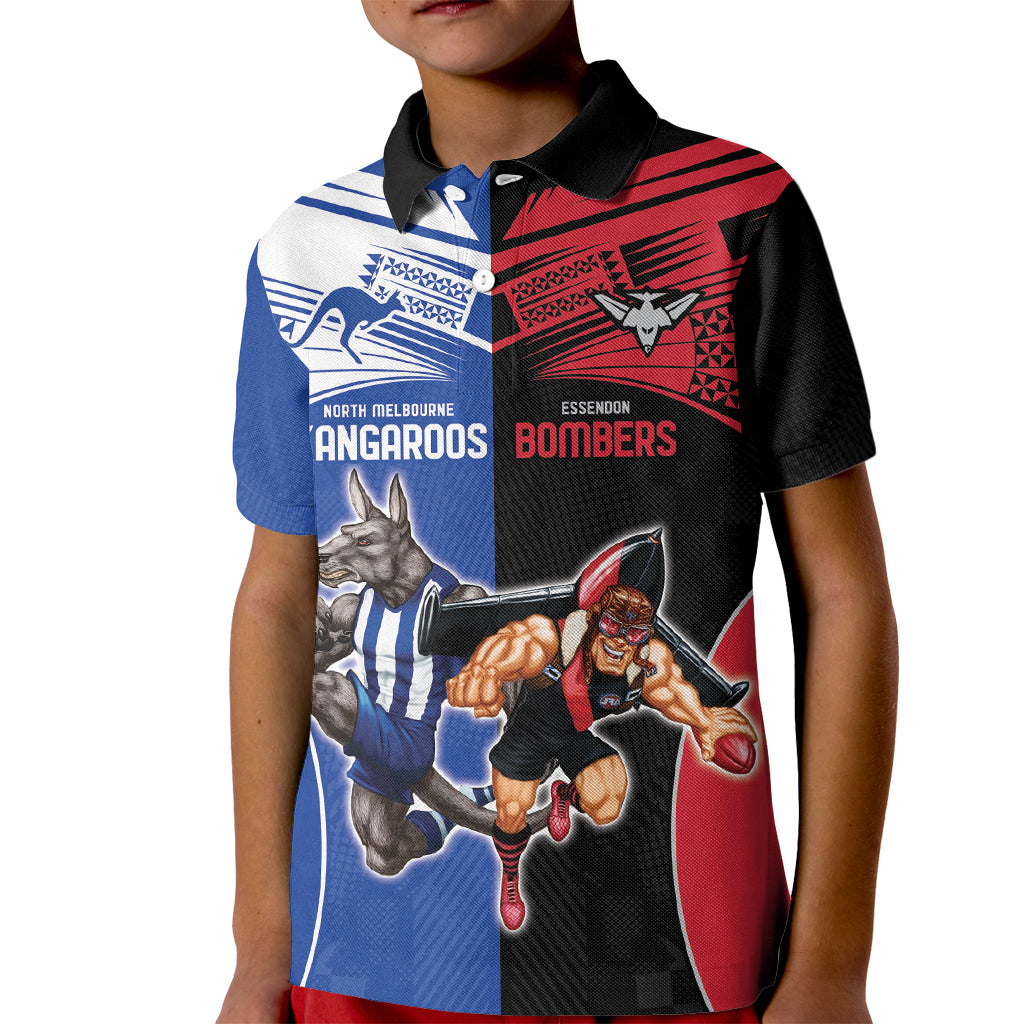 Custom Kangaroos and Bombers Kid Polo Shirt Together Sporty Style