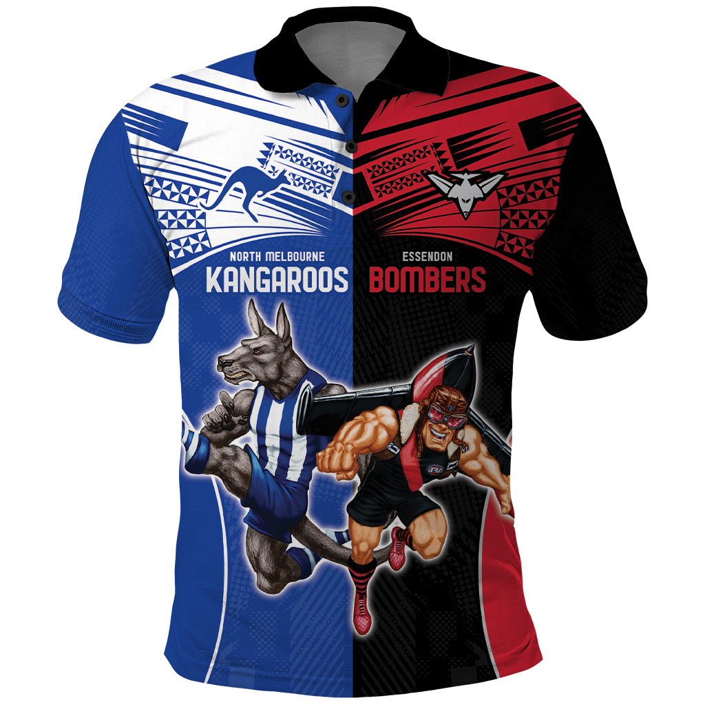 Custom Kangaroos and Bombers Polo Shirt Together Sporty Style