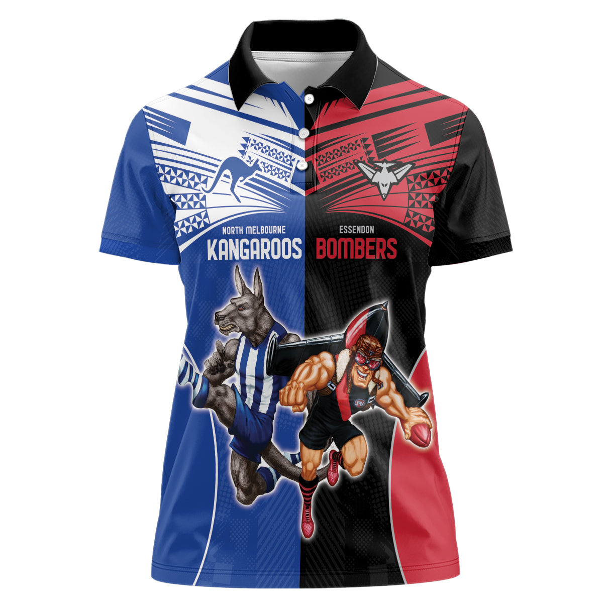 Custom Kangaroos and Bombers Women Polo Shirt Together Sporty Style