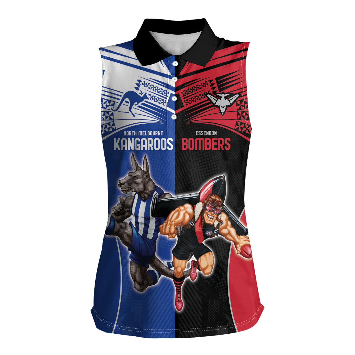 Custom Kangaroos and Bombers Women Sleeveless Polo Shirt Together Sporty Style