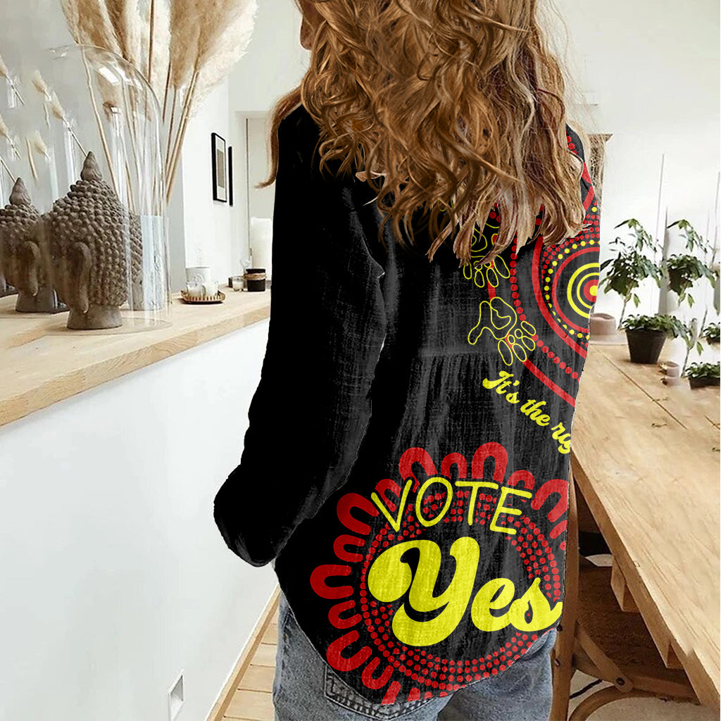 australia-walk-for-yes-women-casual-shirt-indigenous-voice-2023-aboriginal-red-vibe