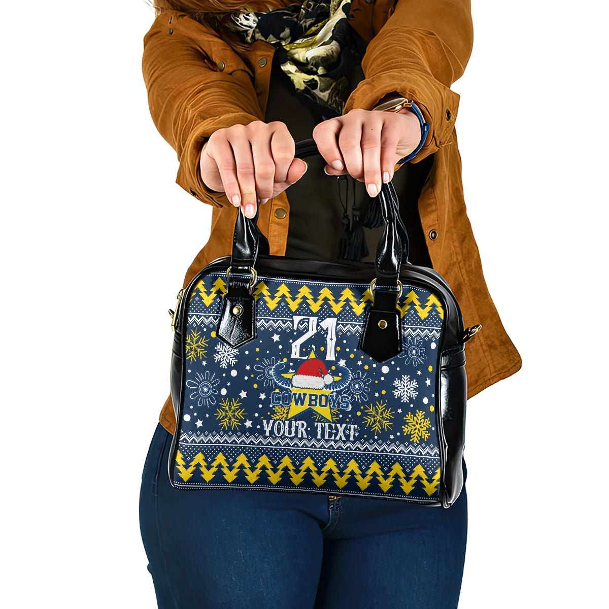 custom-cowboys-rugby-shoulder-handbag-born-tough-bred-proud-christmas-vibe-2023