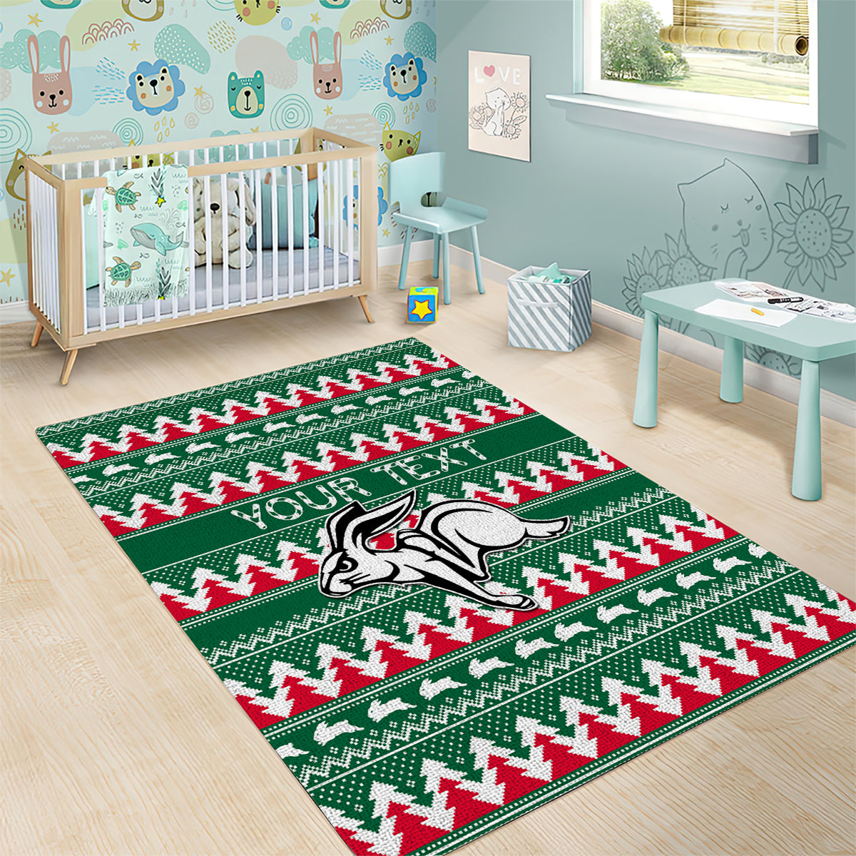 personalised-rabbitohs-rugby-area-rug-christmas-simple-vibe-2023