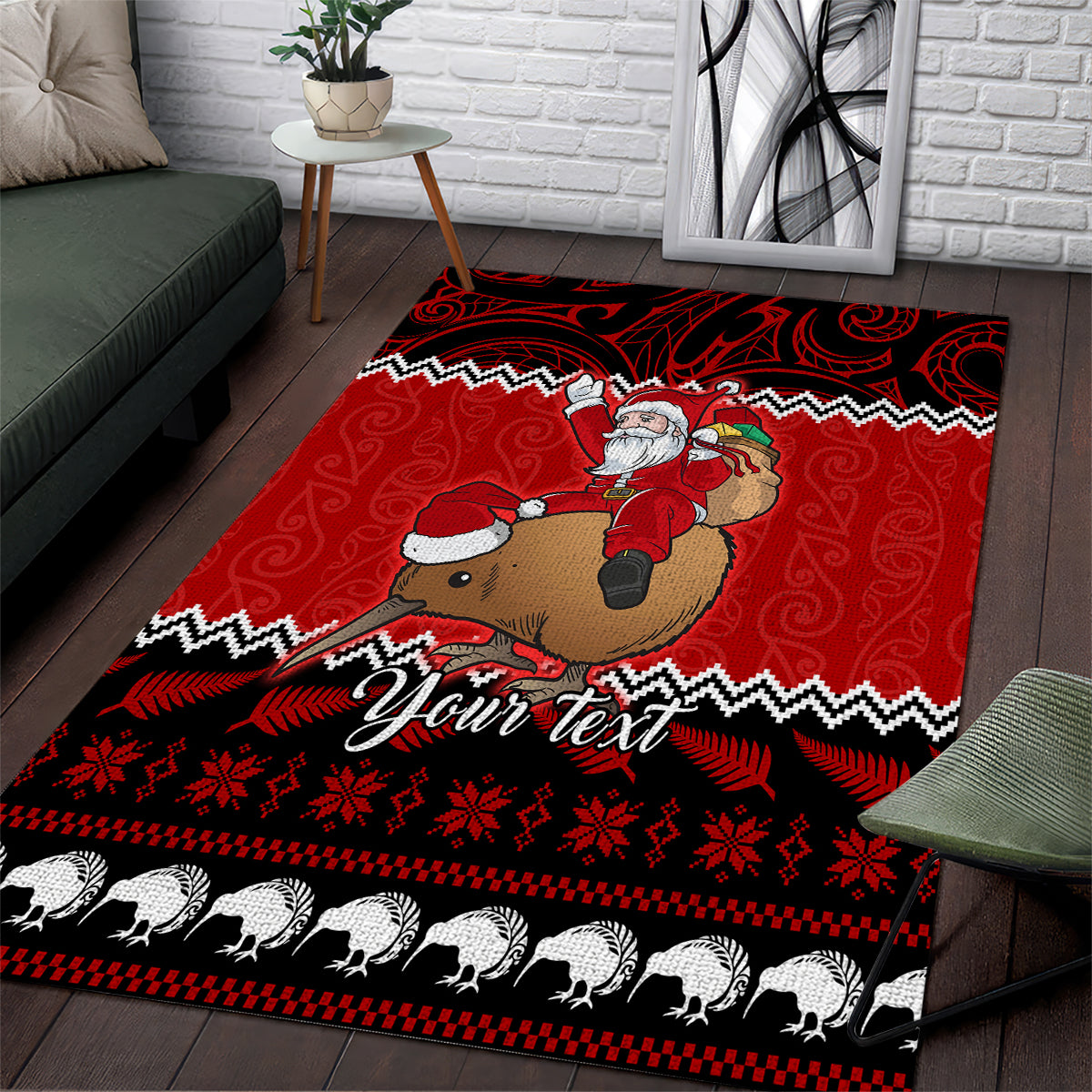 personalised-new-zealand-christmas-area-rug-kiwi-santa-claus-maori-meri-kirihimete