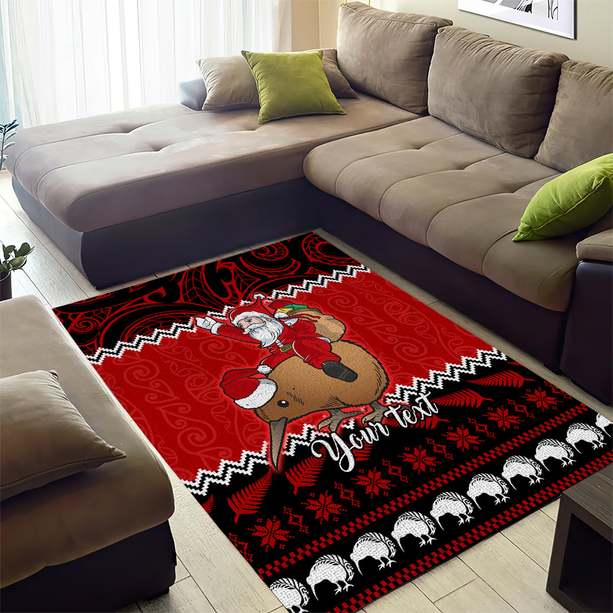 personalised-new-zealand-christmas-area-rug-kiwi-santa-claus-maori-meri-kirihimete