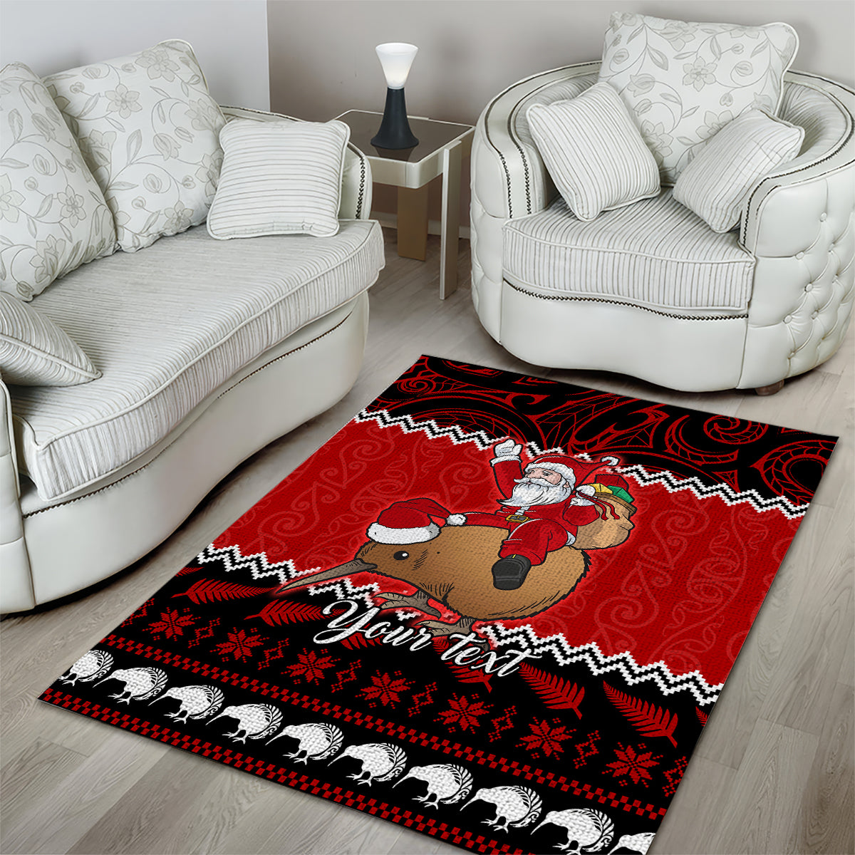 personalised-new-zealand-christmas-area-rug-kiwi-santa-claus-maori-meri-kirihimete