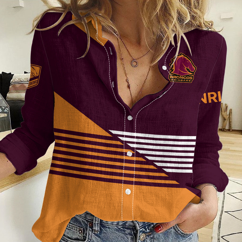 (Custom Personalised) 2023 Brisbane Broncos NRL Women Casual Shirt LT9